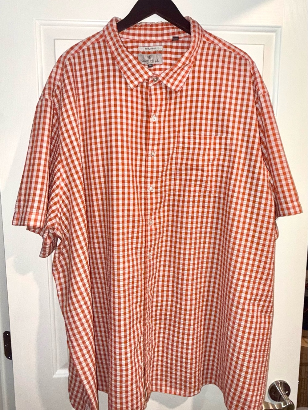 Oak Hill Orange Gingham Short-Sleeve Button-Down Shirt
